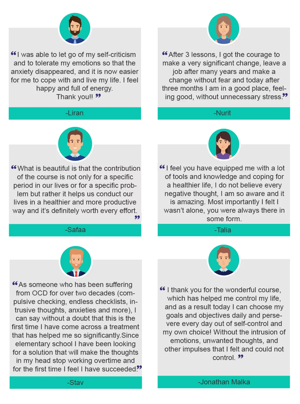 Student testimonials